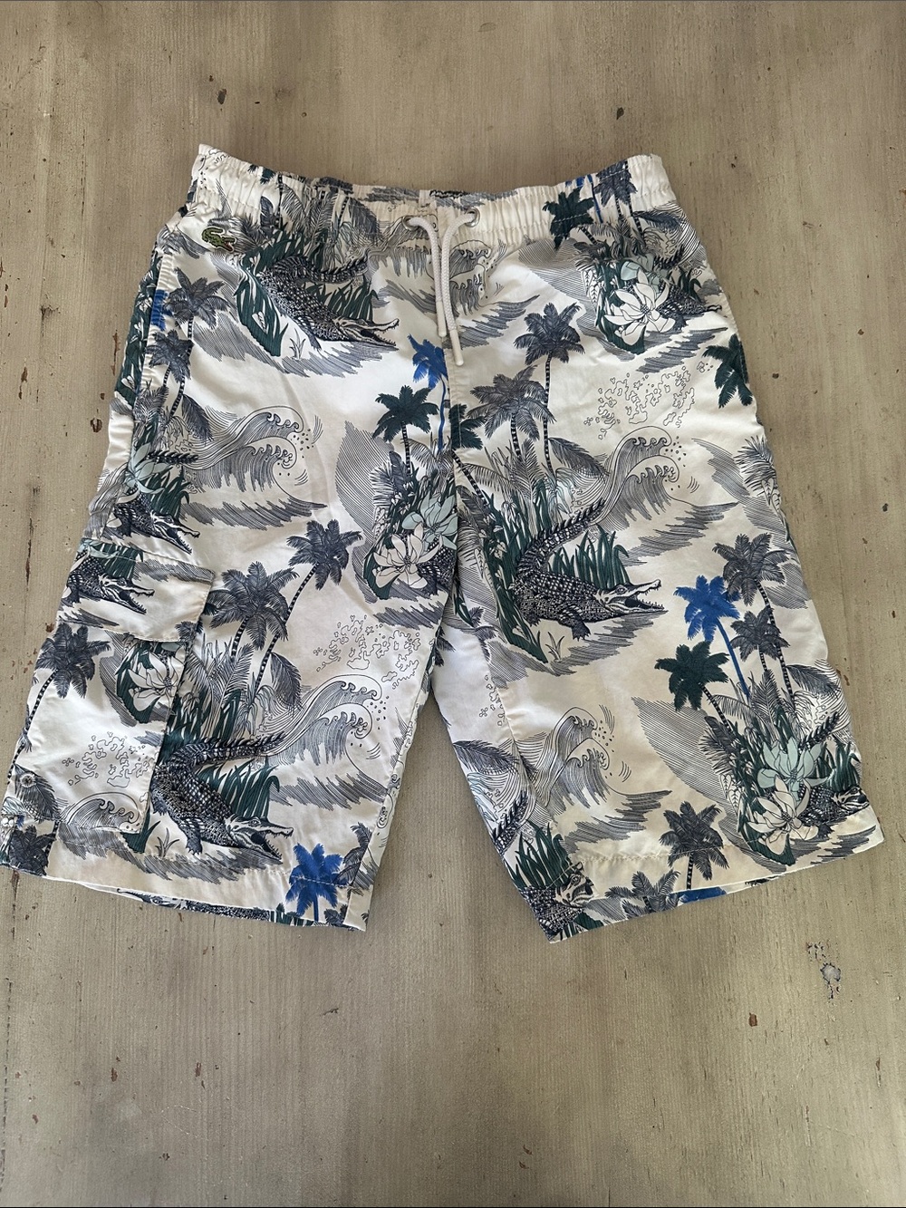 Lacoste Boys Palm Trees & Alligators Swim Trunks